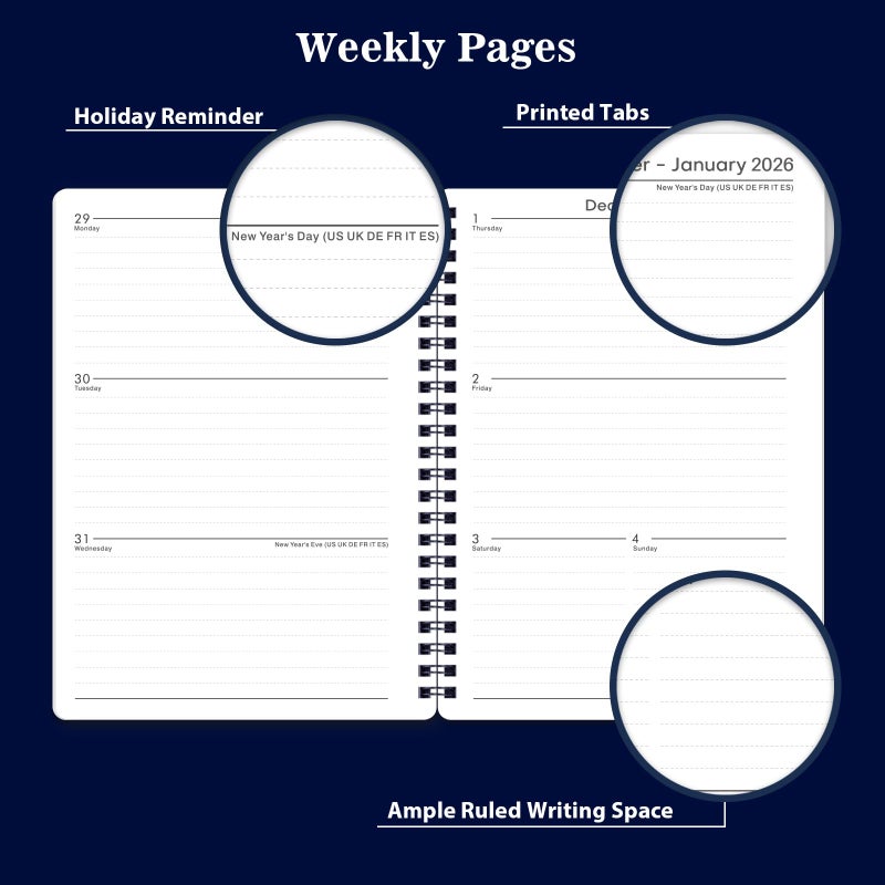 MaaIbok 2025-2026 Planner - Planner 2025-2026 with Weekly & Monthly Spreads, Jul 2025 - Jun 2026, 6.25""    8.3"", Strong Twin-Wire Binding, Round Corner, Flexible Cover, Monthly Tabs - Image 5
